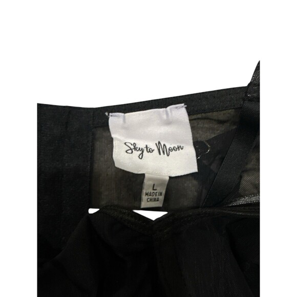 Sky to Moon Black Mesh Bustier Crop Top Corset Women’s L Sheer Boned Bralette - Picture 4 of 5